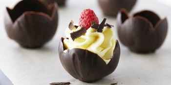 White Mousse in chocolate cups